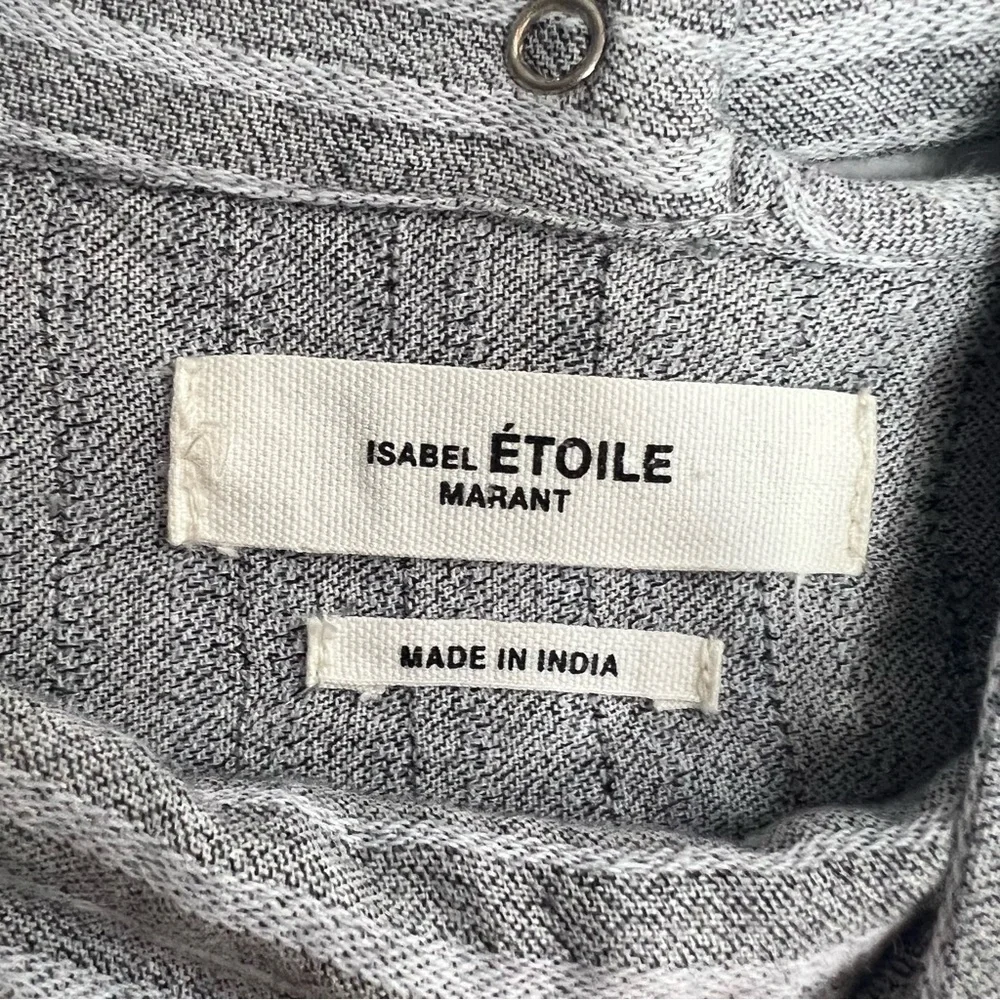 Isabel Marant Etoile Grey Striped Mock Neck Blouse - Picture 6 of 7